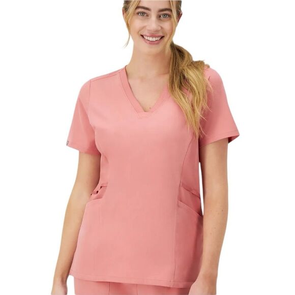 Hanes Comfort Scrub Top Bundle of 3 Womens Medium Pink Black Burgundy - Picture 2 of 7